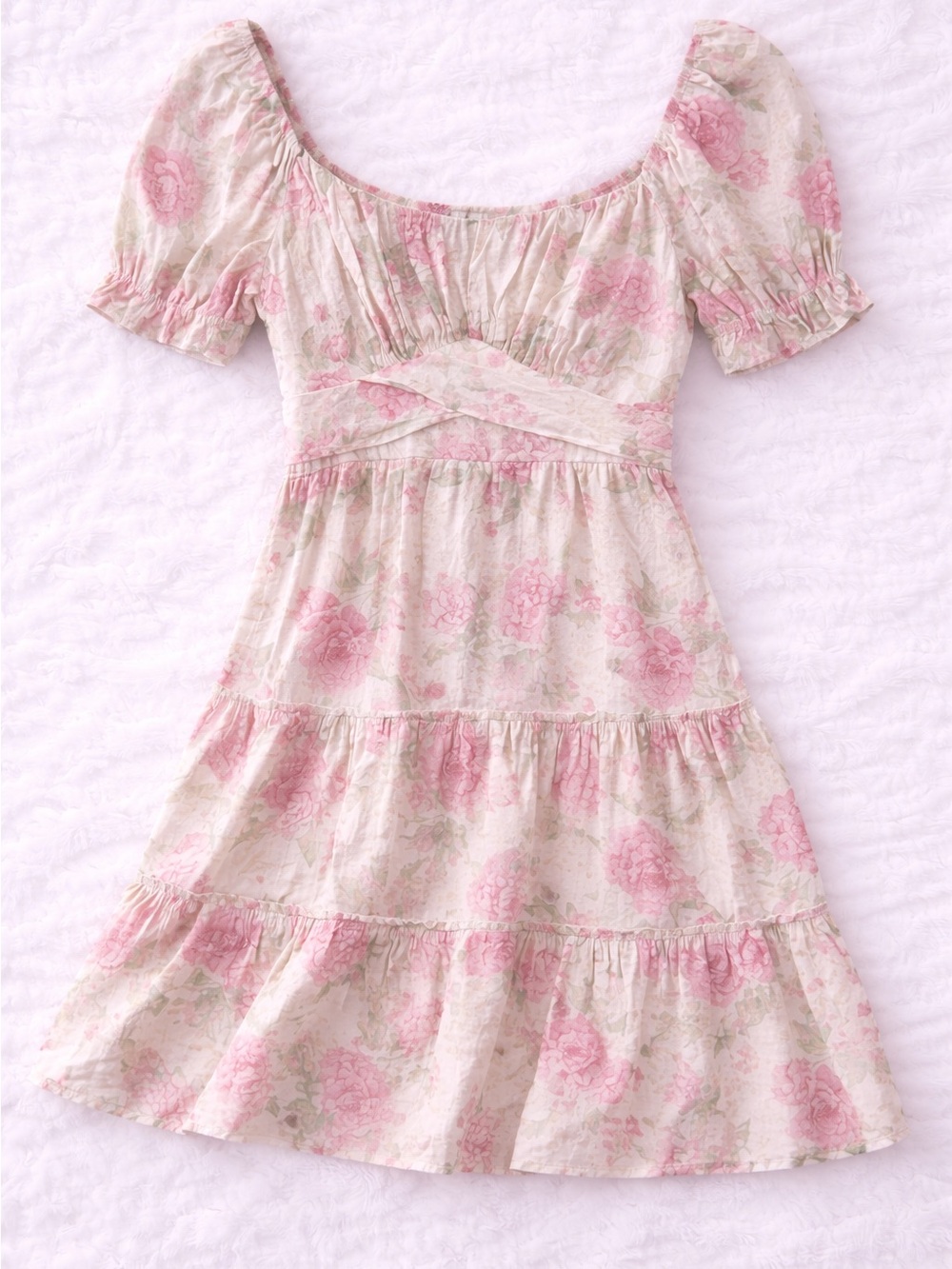 TRIXXI Floral Cottagecore Babydoll Mini Dress Puff Sleeve XL